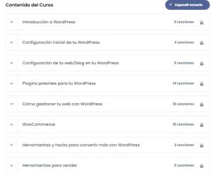 contenido Domina WordPress y crea tu página web fácilmente